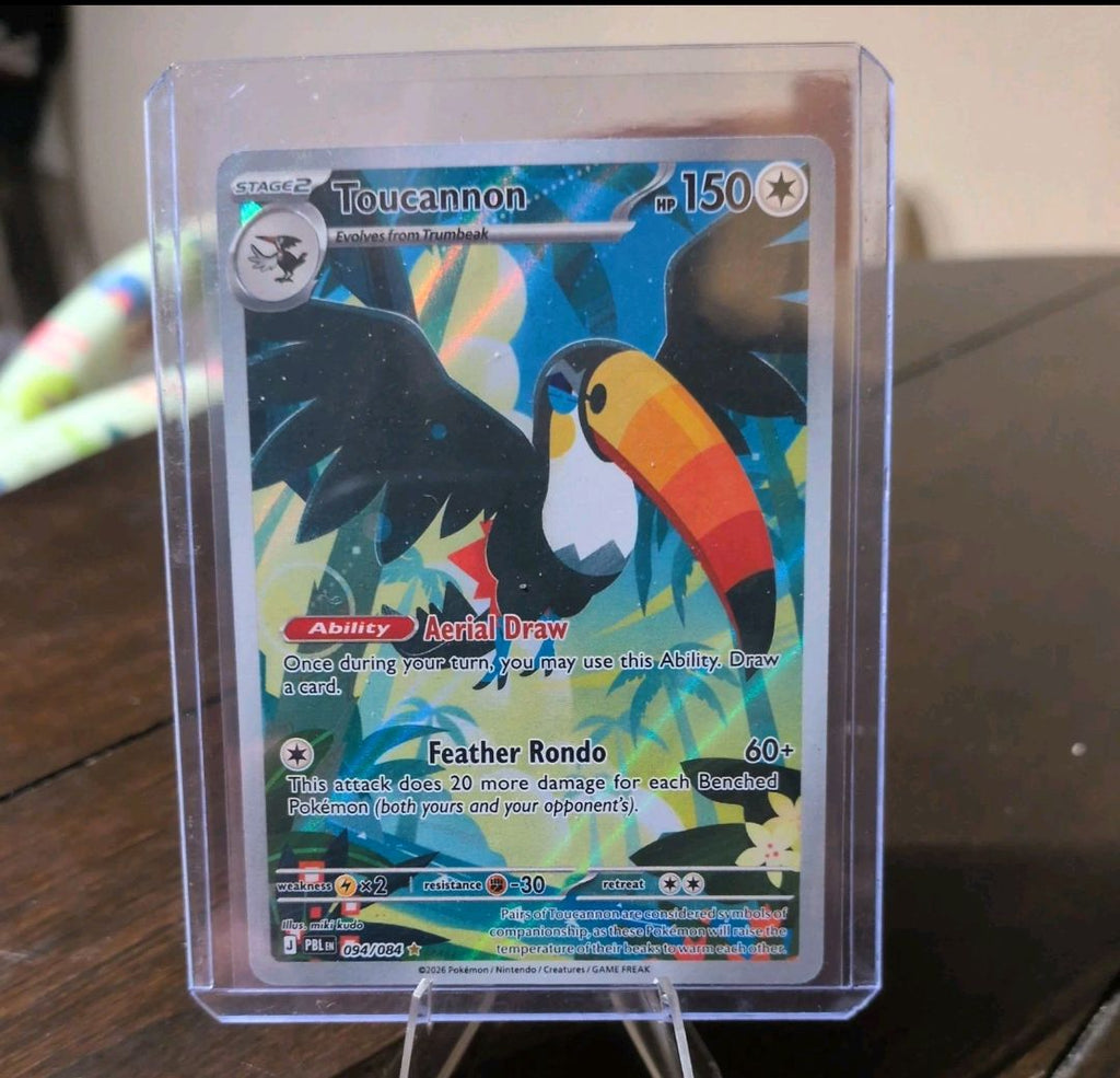 Toucannon 094/084 Illustration Rare ME05: Pitch Black Holo NM