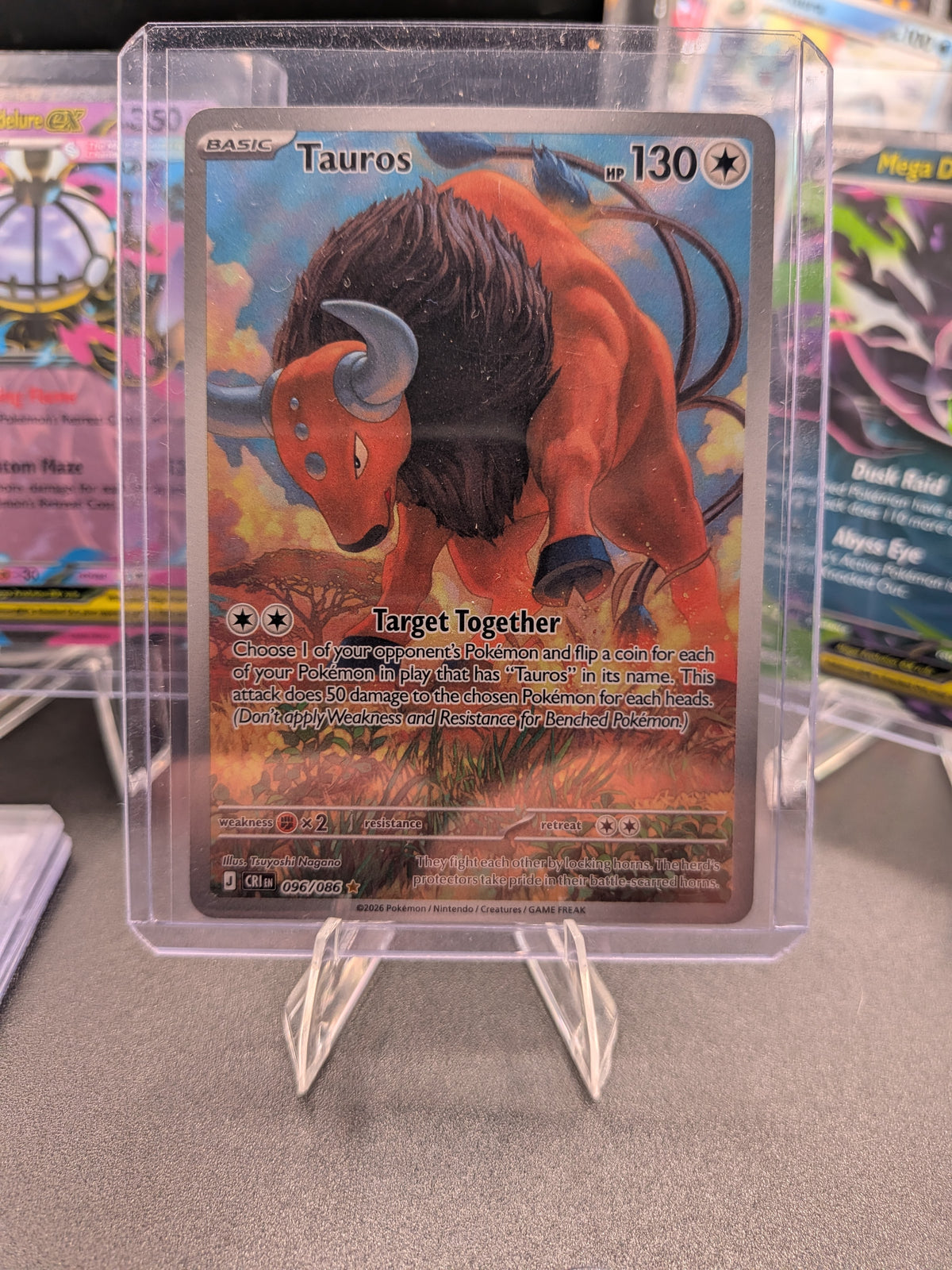Tauros Holo Illustration Rare ME04: Chaos Rising 096/086 NM